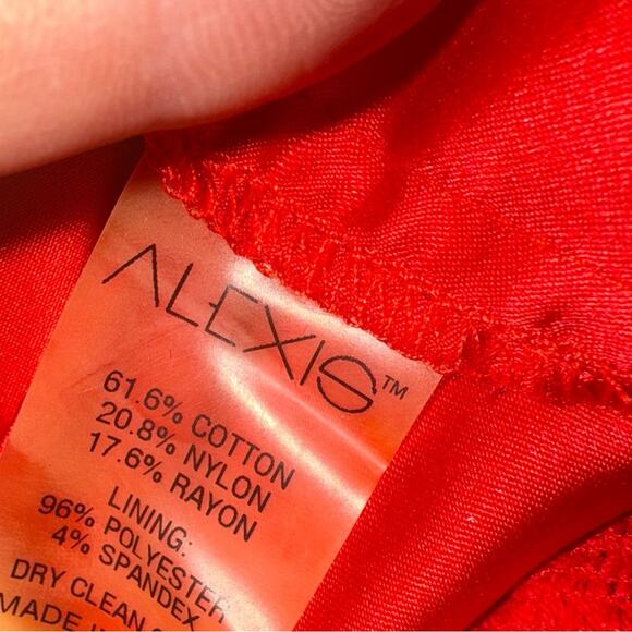 ALEXIS Women's Odette Velvet Necktie Off the Shoulder Lace Dress RED Size Medium - Picture 9 of 9